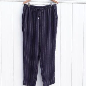 XL Pull On Pant DKNY Navy Pin Stripe Elastic Drawstring Waist